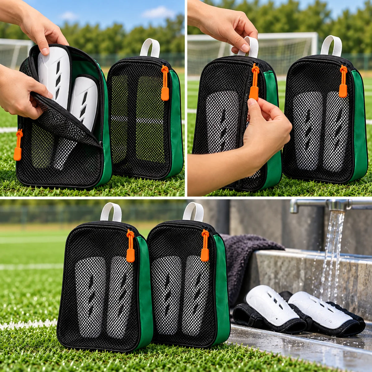 Shin Guard Wash Pouch Pair — function